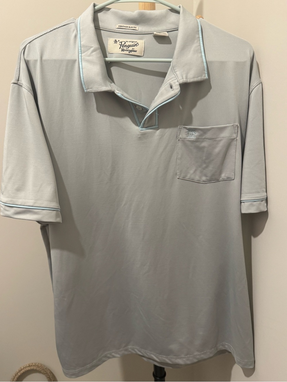 Original Penguin Light Blue Polo with Contrast Trim